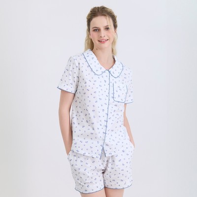 Bộ pijama short chất kate cổ lá sen, họa tiết cho Noel BSK050W33