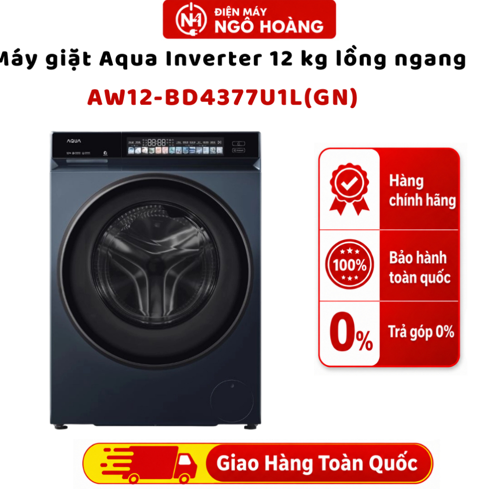 AW12-BD4377U1L(GN) Máy giặt Aqua Inverter 12 kg lồng ngang cửa trước