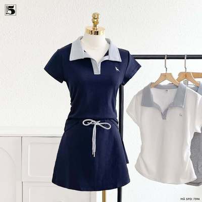 Set bộ Twentyfive áo thun polo và chân váy chữ A mặc đi chơi, thể thao năng động 7394