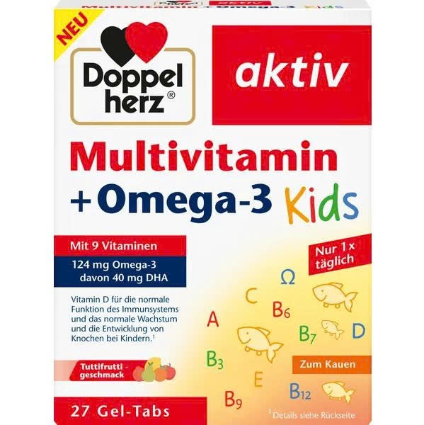 Doppelherz Multivitamin + Omega-3 Kids 27 Gel-Tabs – Viên nhai bổ sung Vitamin & Omega-3 cho trẻ từ 