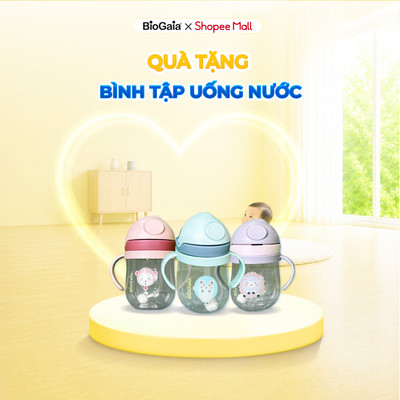 [QUÀ TẶNG KHÔNG BÁN] Bình tập uống BioGaia 250ml – ống hút silicon êm ái, có van chống sặc, giúp bé uống nước dễ dàng
