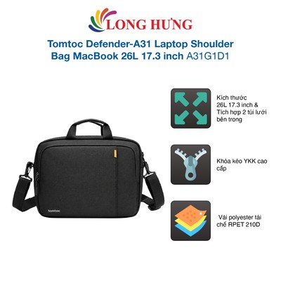 Túi xách chống sốc Tomtoc Defender-A31 Laptop Shoulder Bag MacBook 26L 17.3 inch A31G1D1 - Hàng chính hãng