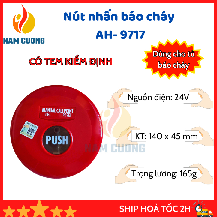 [CÓ TEM KIỂM ĐỊNH] Nút nhấn khẩn báo cháy Horing AH - 9717