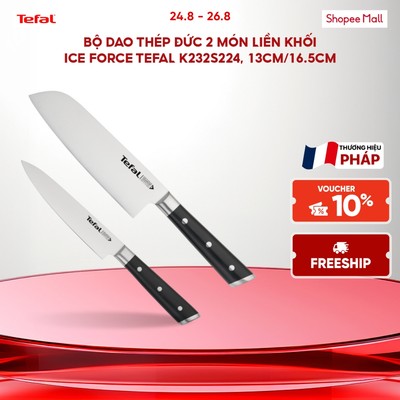 Bộ dao thép Đức 2 món liền khối Ice Force Tefal K232S224, 13cm/16.5cm