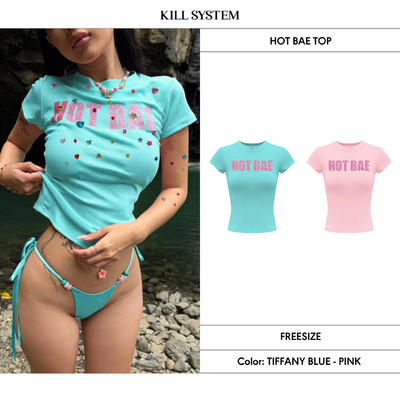 [HÀNG MỚI VỀ] Áo thun babytee in chữ kim tuyến lấp lánh HOT BAE - 𝐊𝐈𝐋𝐋 𝐒𝐘𝐒𝐓𝐄𝐌