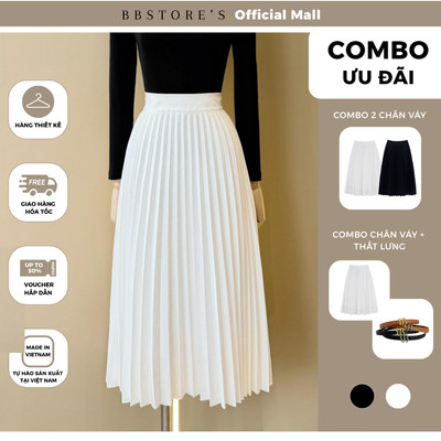 BBSTORE’S Chân Váy Xếp Ly Dài Nữ Công Sở Cotton Form Xòe Không Bản Đỉa Basic Thanh Lịch - TK266