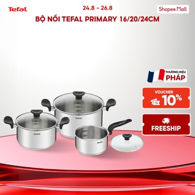 Bộ 3 nồi Inox đáy từ chống dính Tefal Primary 16/20/24cm