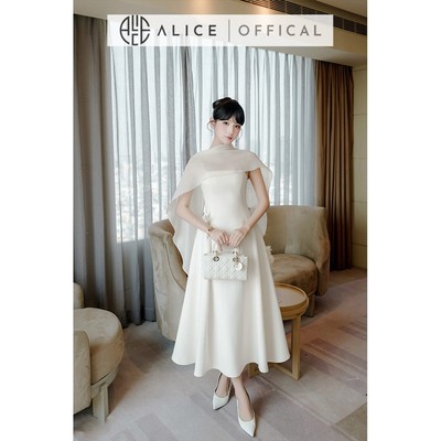 Váy Dự Tiệc Alice Chất Gold Hàn Ép Mùng Cao Cấp, Đầm Maxi Đính Hoa Phối Áo Choàng Tơ Bay Bổng Sang Trọng T645