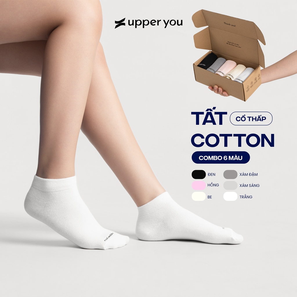 Tất Vớ Cotton Nữ UPPER YOU Cổ Ngắn Êm Ái Dày Dặn Thoáng Khí Khử Mùi Extra Soft - BSF2001