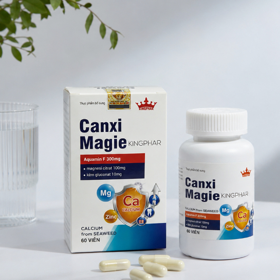 Canxi Magie KINGPHAR Hộp 60 Viên – Bổ Sung Canxi, Magie Và Kẽm – Hỗ Trợ Xương Răng