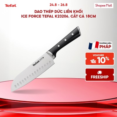 Dao đa năng Santoku thép Đức liền khối Ice Force Tefal K2320614, 18cm