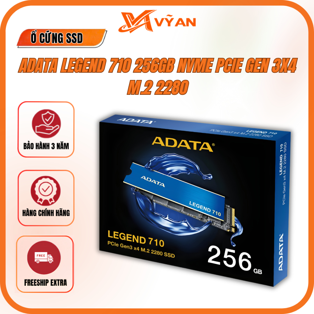 Ổ Cứng SSD ADATA LEGEND 710 M.2 2280 PCIe Gen3x4(256gb,512gb,1tb)  - Có Tản Nhiệt, Hàng Chính Hãng