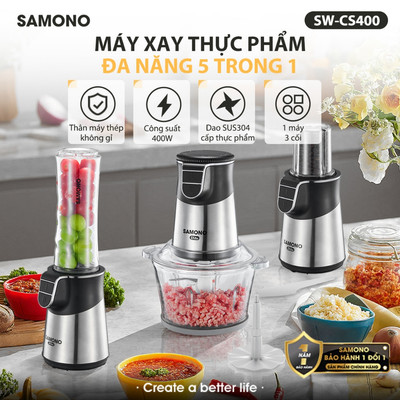 Samono Máy Xay Đa Năng 3in1 SW-CS400 Công Suất 400W - 3 Cốc 3 Lưỡi Dao Xay Trái Cây Xay Thịt Xay Gia Vị