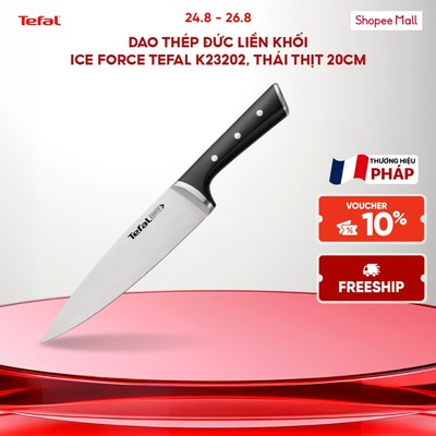 Dao đầu bếp thép Đức liền khối Ice Force Tefal K2320214, 20cm