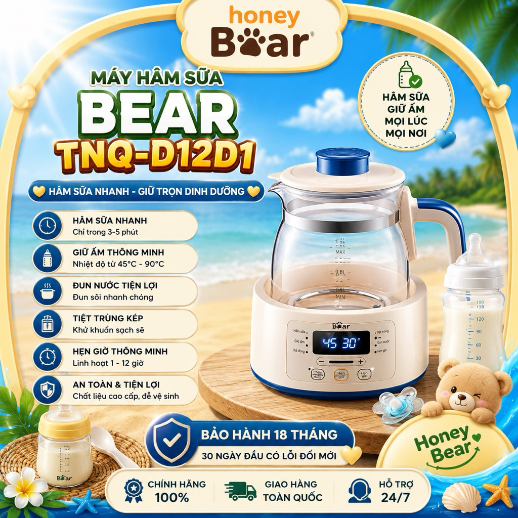 Máy hâm sữa Bear TNQ-D12D1 - Bảo hành 18 tháng chính hãng