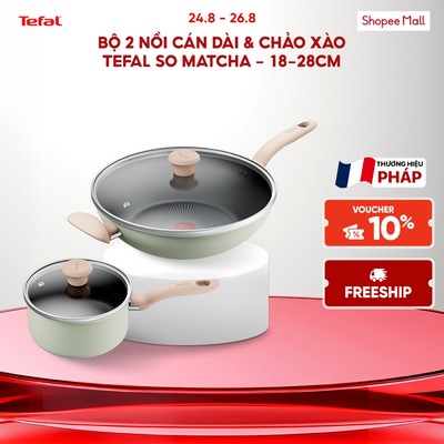 Bộ 2 nồi cán dài & chảo xào Tefal So Matcha - 18-30cm
