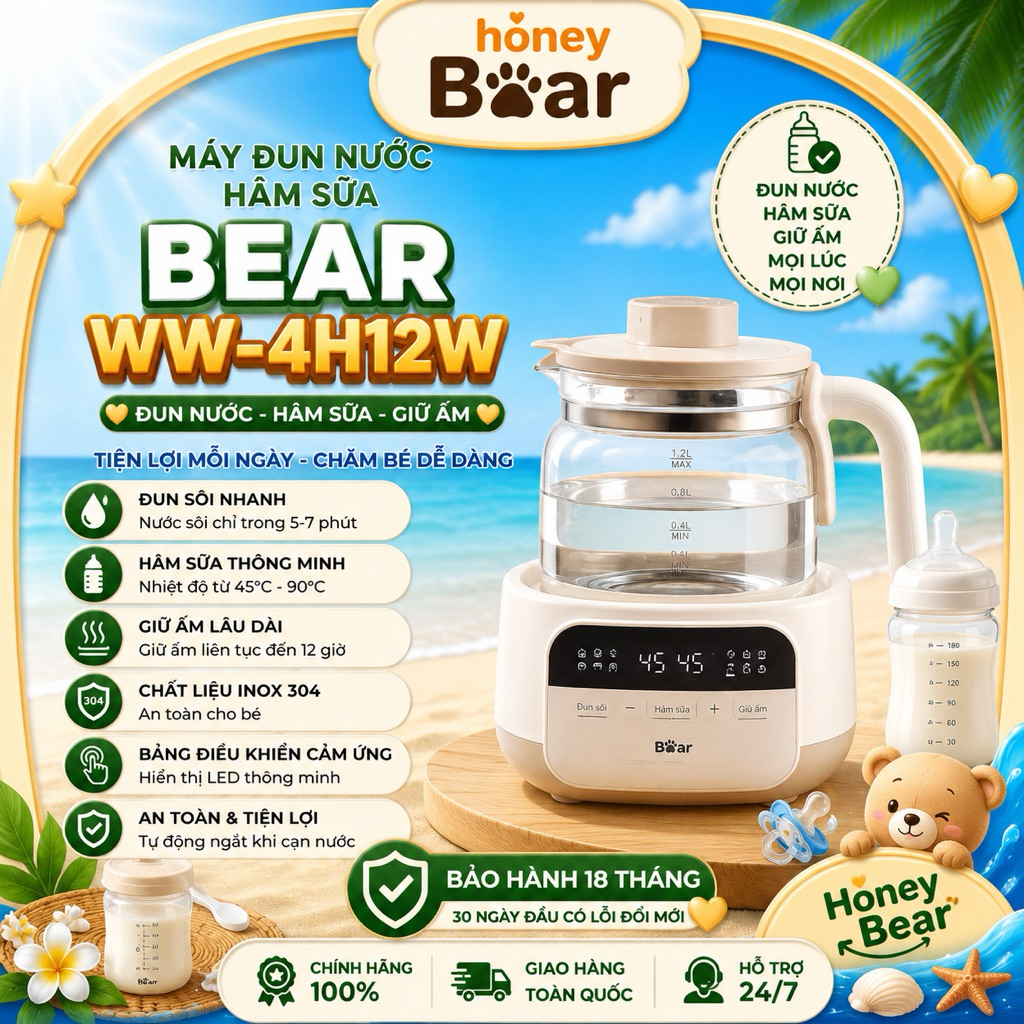 Máy đun nước hâm sữa Bear WW-4H12W - Bảo hành 18 tháng chính hãng