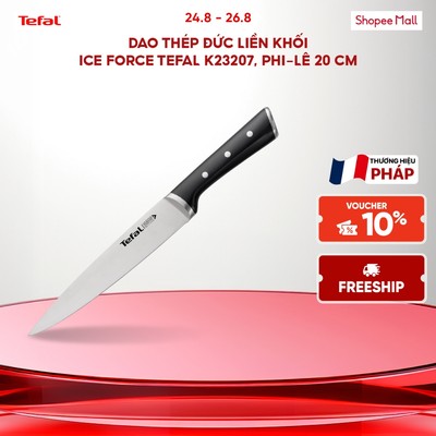 Dao thái lát thép Đức liền khối Ice Force Tefal K2320714, 20 cm