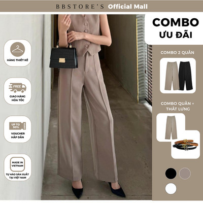 BBSTORE’S Quần Suông Công Sở Nữ Viền Nổi Ly Diễu Giữa Bản Đỉa Nhỏ Có Túi Sang Trọng Thanh Lịch - Q2239