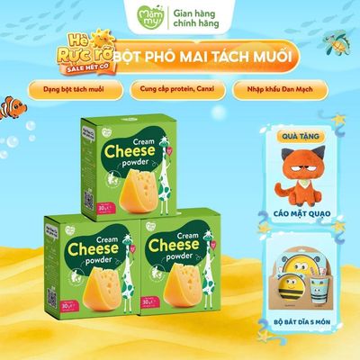 Combo 3 hộp phô mai tách muối Mămmy dạng bột rắc cơm, cháo cho bé ăn dặm, hộp 10 ống (3g/ ống)