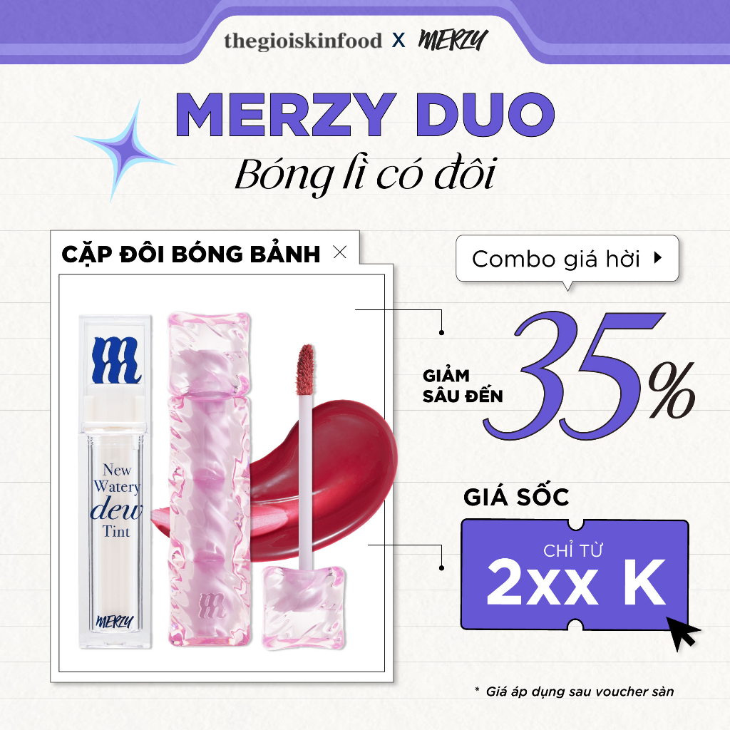 [MERZY DUO] Texture Duo: Son Tint New Dew Merzy New Watery Dew Tint 4g + Son Tint Water Fit Blur Tin