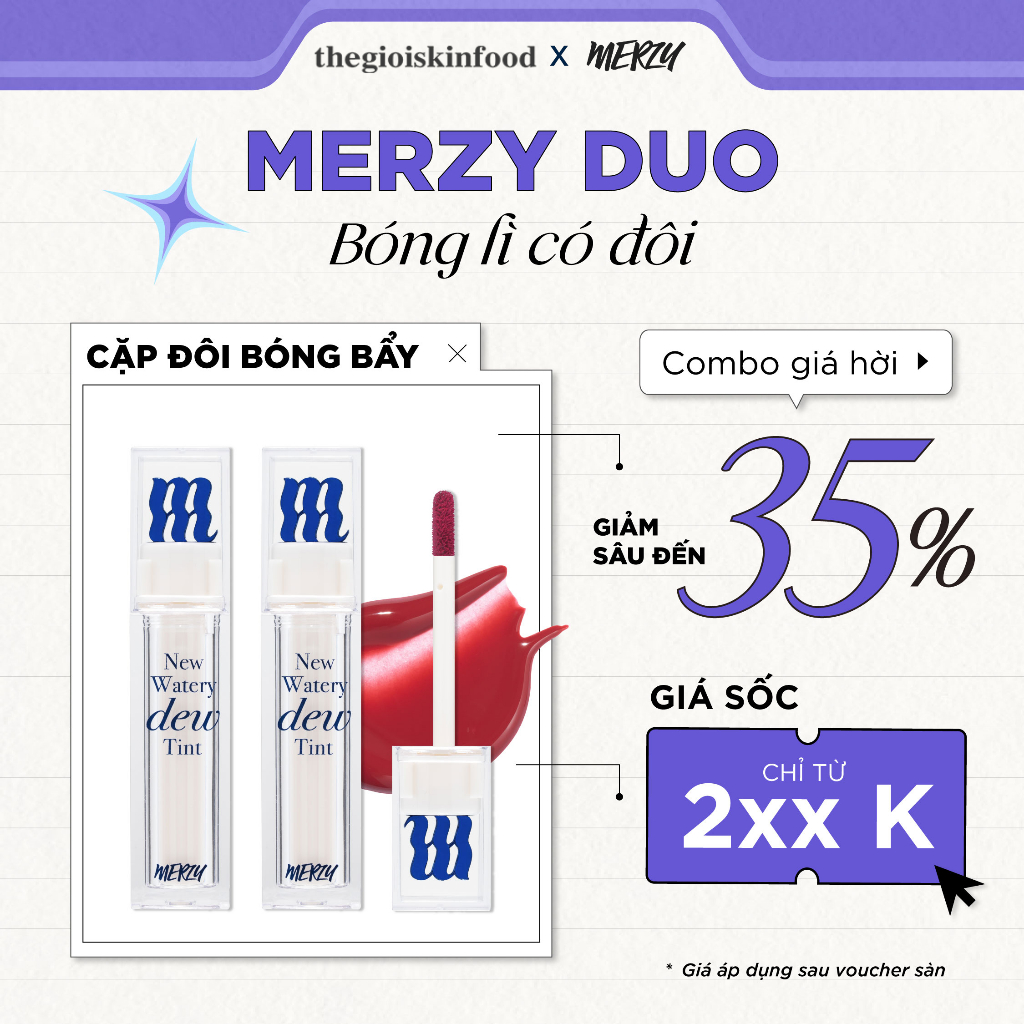 [MERZY DUO] TWIN DUO: Combo 2 Son Tint Bóng Dạng Thạch New Dew Merzy The Watery Dew Tint 4g