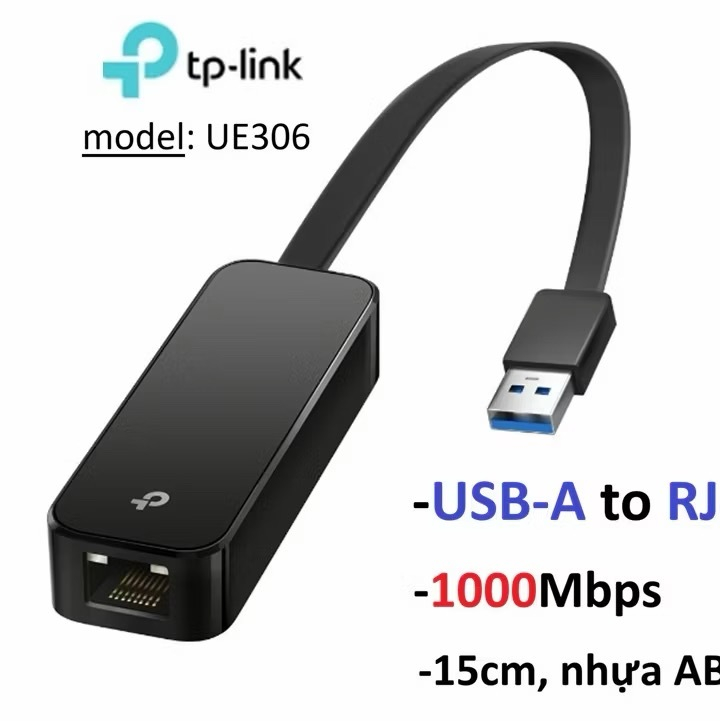Đầu chuyển USB LAN 1000Mbps TPlink UE306 USB-A to RJ45 -Bảo hành 12 tháng