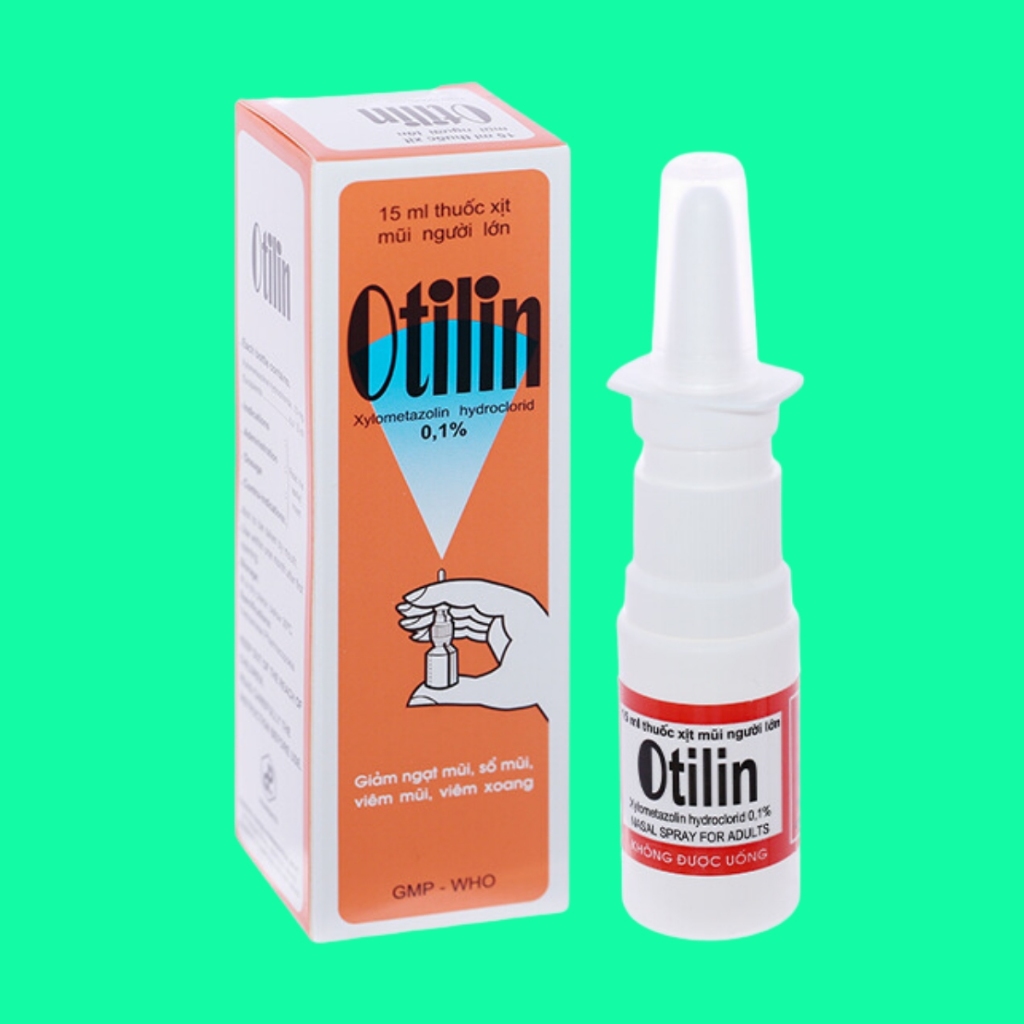 (Hàng Cty) Xịt mũi Otilin 0.1% giảm nghẹt mũi, sung huyết mũi (chai 15ml)