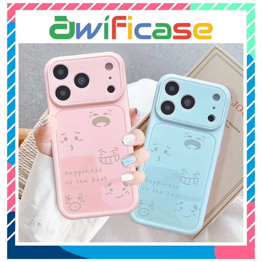 Ốp lưng iphone kiểu dáng khung camera lớn Biểu Cảm Happiness 11/12/13/14/15/16/17/18/pro/plus/promax