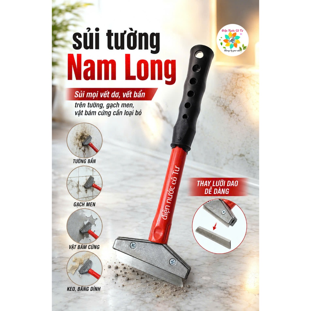 Xủi tường xủi sơn Nam Long - sủi vệ sinh sơn cũ vách tường thủy tinh vôi cũ