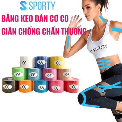 Băng keo dán cơ thể thao SPORTY chất liệu cao cấp chống chấn thương, bảo vệ trong quá trình tập gym