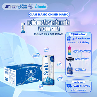 Nước khoáng có ga thiên nhiên đóng chai VIKODA Soda, cung cấp vi khoáng tự nhiên, Thùng 24 lon 330ml