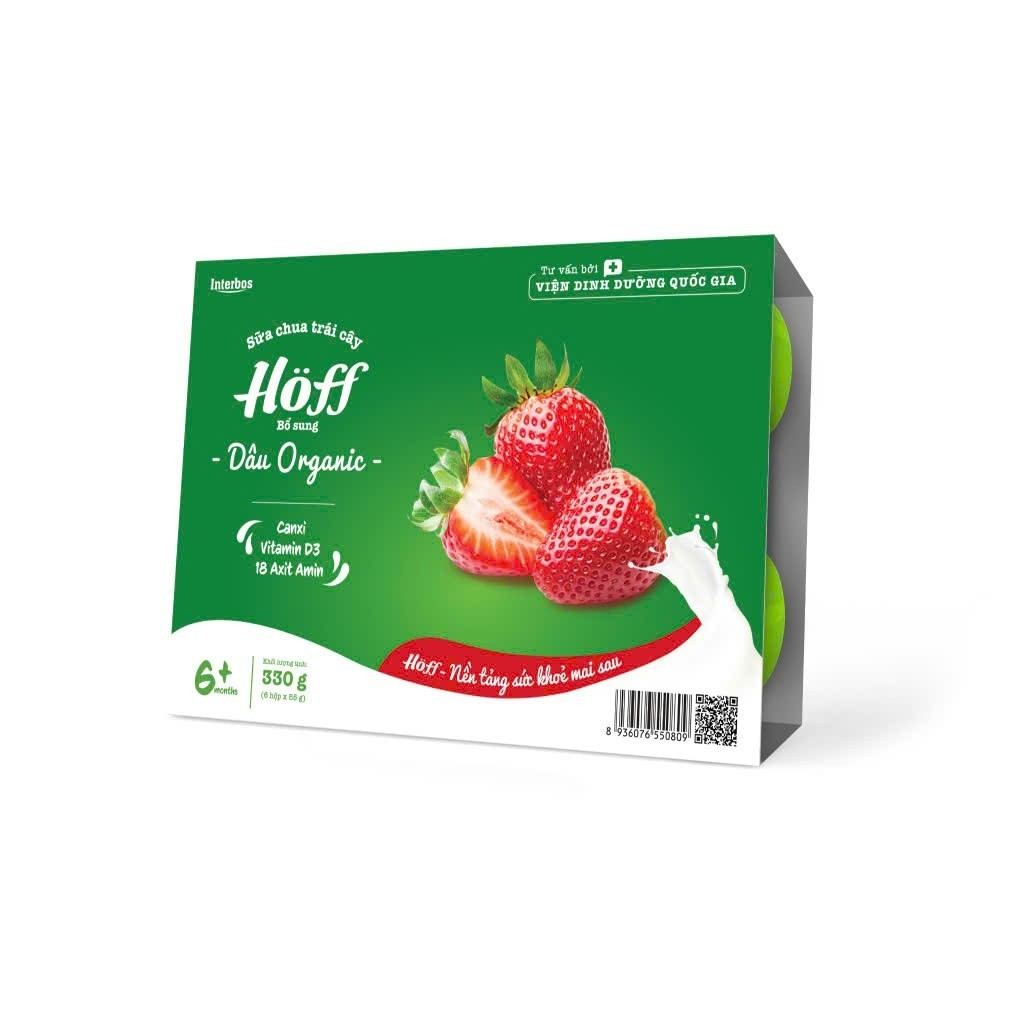 Lốc sữa chua trái cây bổ sung dâu Organic Hoff (Date 7/11/2026)