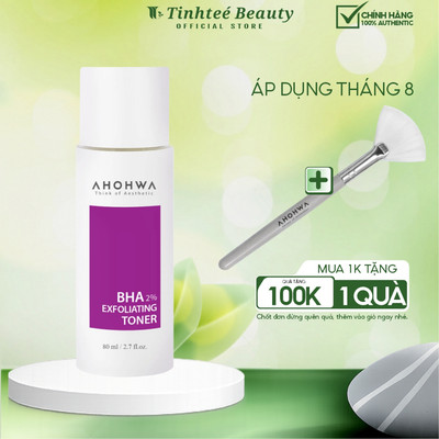 BHA  Ahohwa 2% Exfoliating Toner Hỗ trợ giảm mụn, làm sạch bã nhờn, thu nhỏ lỗ chân lông 80ml