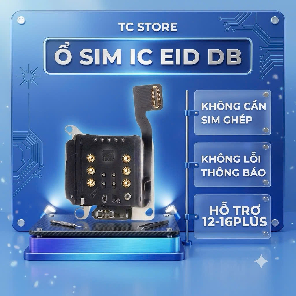 Ổ Sim IC EID của Double-sim(DB) cho 12-16plus Lock, không cần dùng sim ghép ngoài