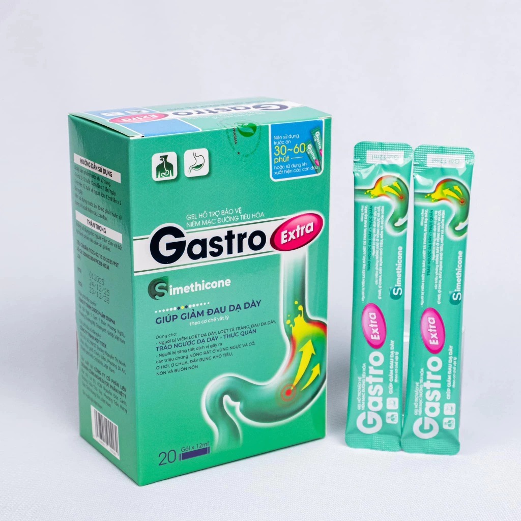 GEL GASTRO EXTRA HỖ TRỢ BẢO VỆ NIÊM MẠC DẠ DÀY, GIÚP GIẢM ĐAU DẠ DÀY - HỘP 20 gói 12 ml