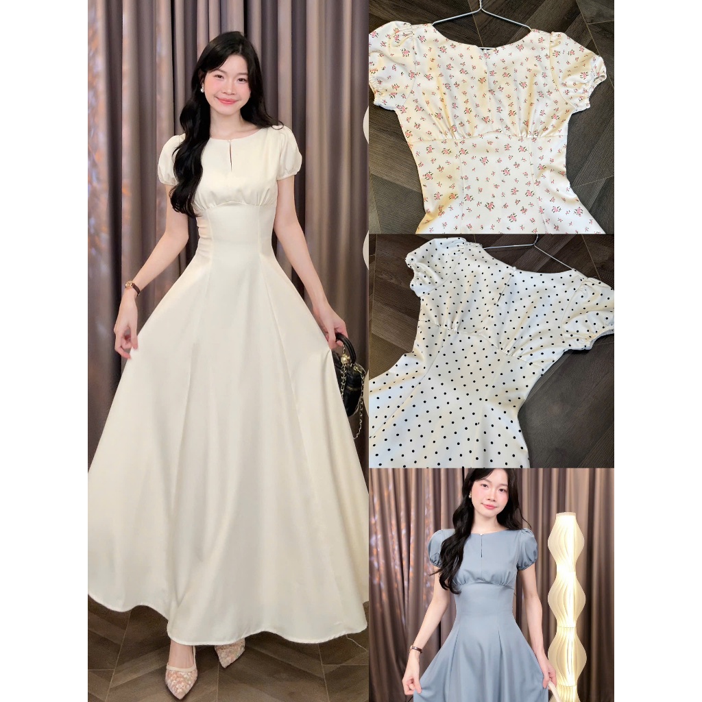 [Đ.50-D] Đầm Thiết Kết Cổ Thuyền Tay Bồng Tùng Nhiều Mảnh Women Top Dress | Tũm Clothing