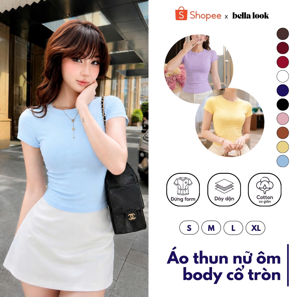 Áo Thun Nữ Ôm Body Tôn Eo Gọn Dáng – Cotton Mềm Mịn Co Giãn 4 Chiều | Bella Look( 39kg-62kg)-315
