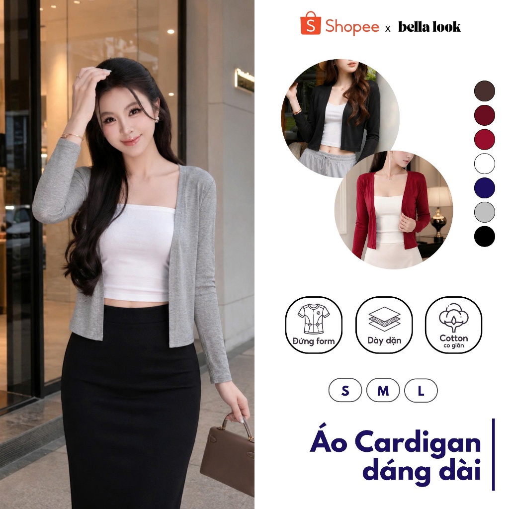 Áo Khoác Cardigan đi chơi, chống nắng, dáng dài sang trọng bella look-903