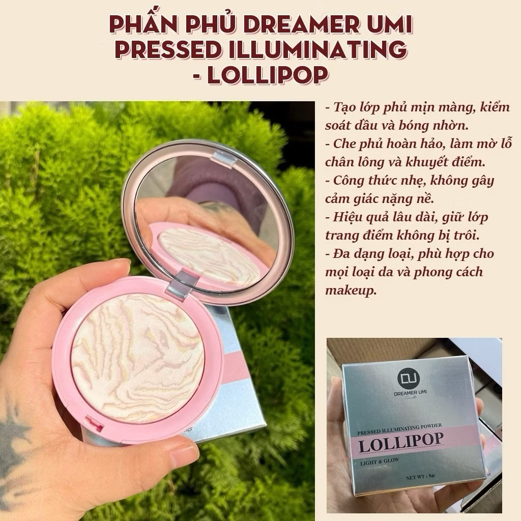 [AUTH 100%] PHẤN PHỦ NÉN DREAMER UMI LOLLIPOP FINISH ILLUMINATINF POWDER