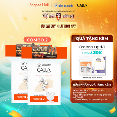 [MỚI - TÚI ZIP] Combo 2 Bông tẩy trang làm sạch da Bông Bạch Tuyết Calla tròn 3D 200 miếng/gói
