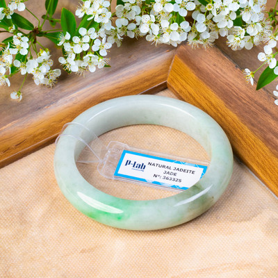 Vòng Tay Cẩm Thạch Mã 363325 Type A Xanh Táo Nếp Mịn Ni 53 Bản Hẹ - Ngọc Trai Trường Thịnh
