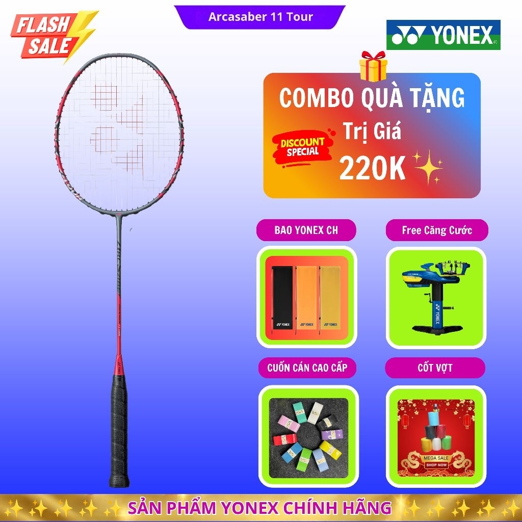✅【Hỏa Tốc + Căng Cước】Vợt cầu lông Yonex Arcsaber 11 Tour và 7 Tour Chính Hãng, combo 4 quà tặng giá
