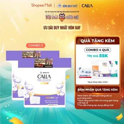 Combo 2 bông tẩy trang Calla Velvet soft (300 Miếng/gói)