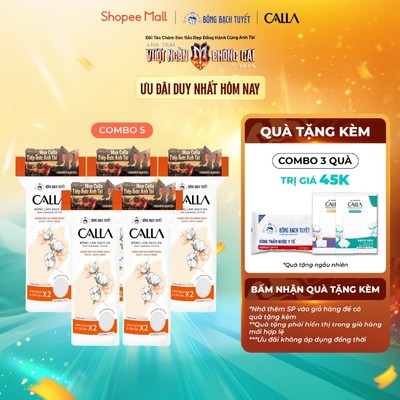 [MỚI - TÚI ZIP] Combo 5 Bông tẩy trang làm sạch da Bông Bạch Tuyết Calla tròn 3D 120 miếng/gói