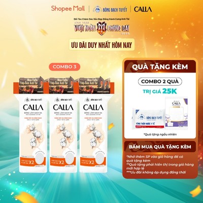 [MỚI - TÚI ZIP] Combo 3 Bông tẩy trang làm sạch da Bông Bạch Tuyết Calla tròn 3D 120 miếng/gói