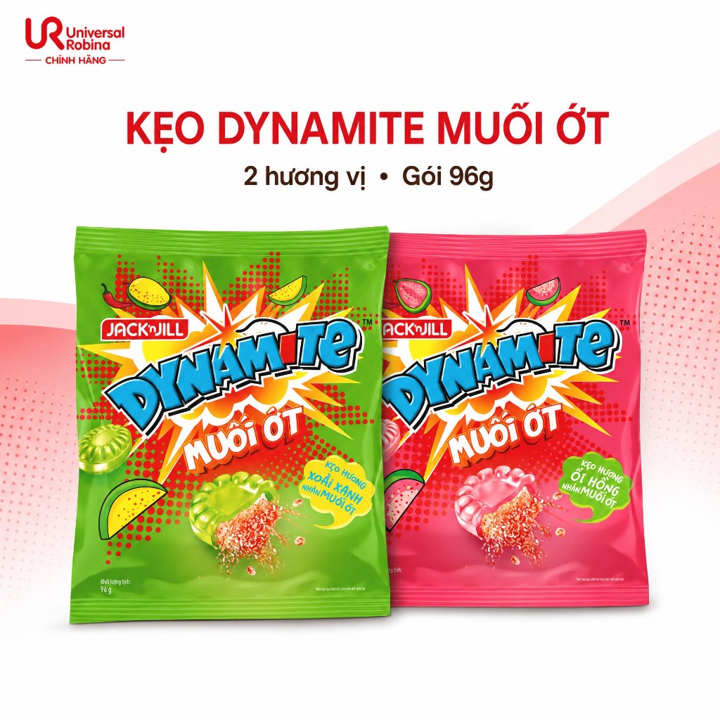 Kẹo Ngậm Dynamite Muối Ớt Jack 'n Jill Gói 96g - Kẹo Cứng Nhân Muối Ớt (Vị Xoài Xanh / Ổi Hồng)