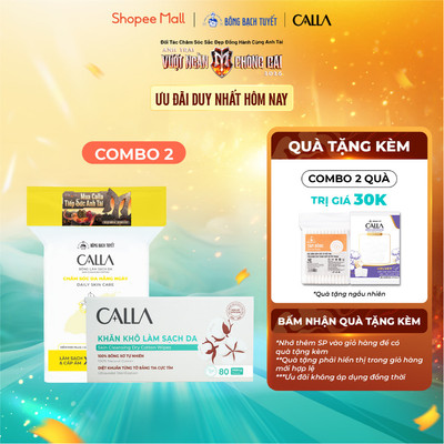 Combo làm sạch da dịu nhẹ Bông Bạch Tuyết: Bông tẩy trang mềm mịn 250gr + Khăn khô làm sạch da 80 miếng/hộp