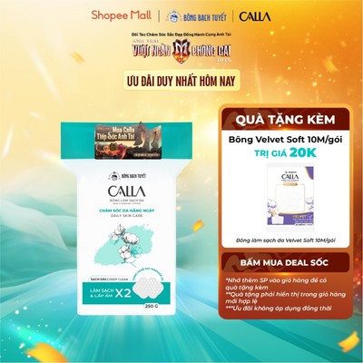 Bông tẩy trang làm sạch da Bông Bạch Tuyết Calla Sạch Sâu 250gr (300 Miếng/Túi)