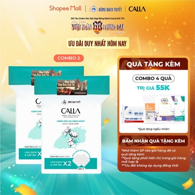 Combo 2 túi Bông tẩy trang làm sạch da Bông Bạch Tuyết Calla Sạch Sâu (500gr/túi)